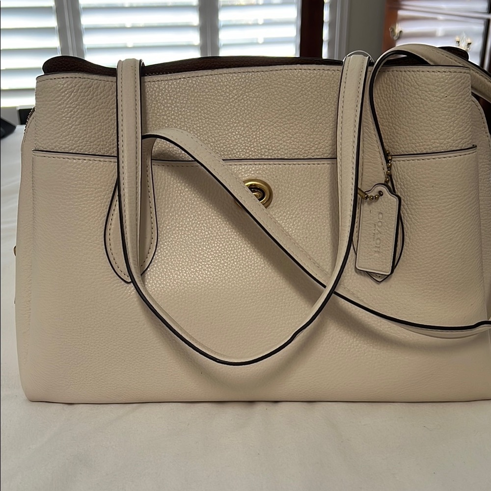 Coach Cream  Bag with Textured Leather